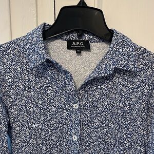 A.P.C. Rue Madam Paris Long sleeve mini dress with optional tie/belt.